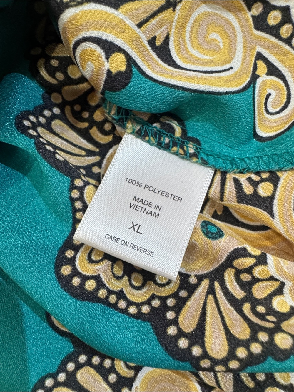 New York & Company Teal and Gold Tie-Neck Sleeveless Camisole - Picture 3 of 5